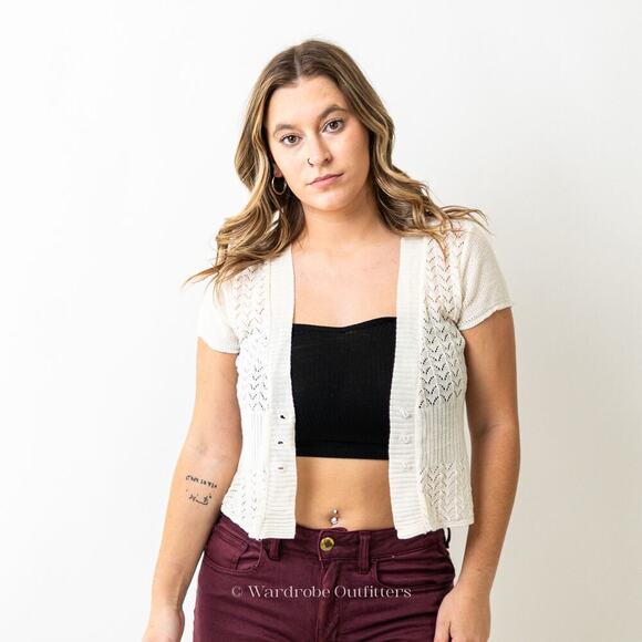 Vintage 90s Lace Crochet Cardigan - Picture 3 of 10